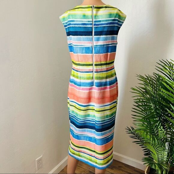 Beige by eci Multicolor Stripe Sheath Dress MEDIUM - Picture 4 of 9